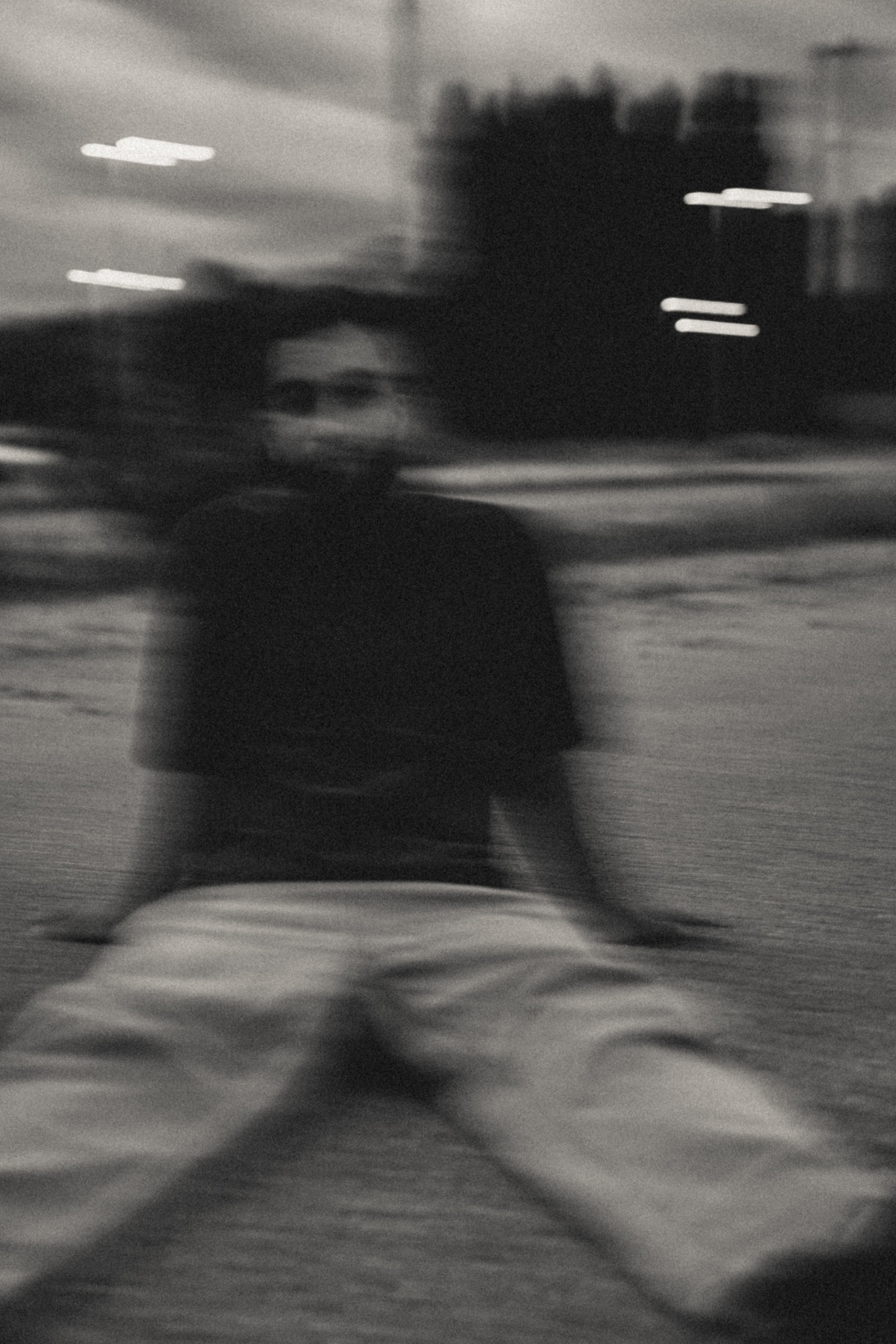 Blurred black and white portrait of Metin Han